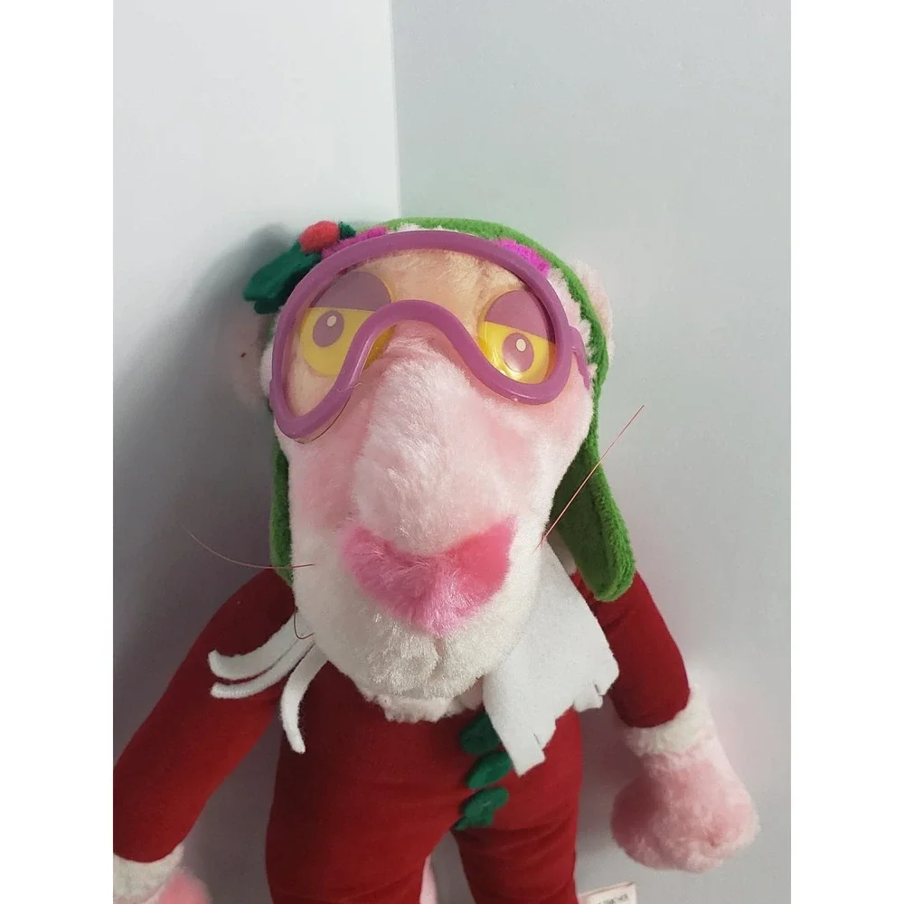 Vintage 1999 Pink Panther Christmas Plush‎ Holiday Pajamas Ski Goggles Animal